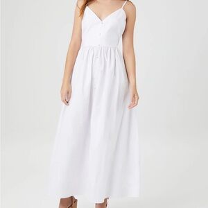 White Sleeveless Button Detail Dress